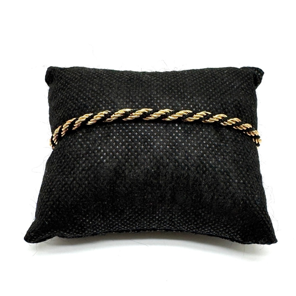 Trifari TM Gold and Black Twisted Rope Chain Bracelet - Picture 3 of 11